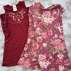 (Bundle) 2 Burgundy Girls Dresses Size 7